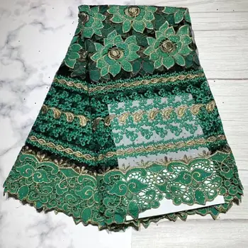 

green African Lace Fabric High Quality French Tulle Lace Fabric 2019 Nigerian Laces Guipure Embroidery Fabric For Wedding