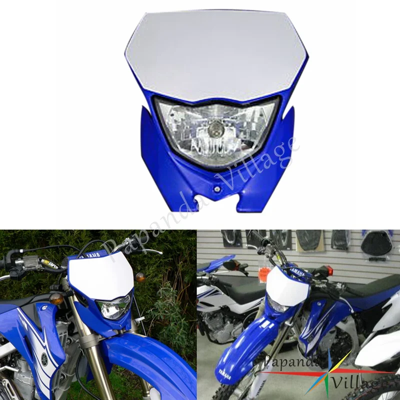 Мотоцикл сине белые Off Road Мотокросс Супермото фар Байк налобный фонарь для Yamaha WR 250 400 450 426 YZ TTR WR XT MX