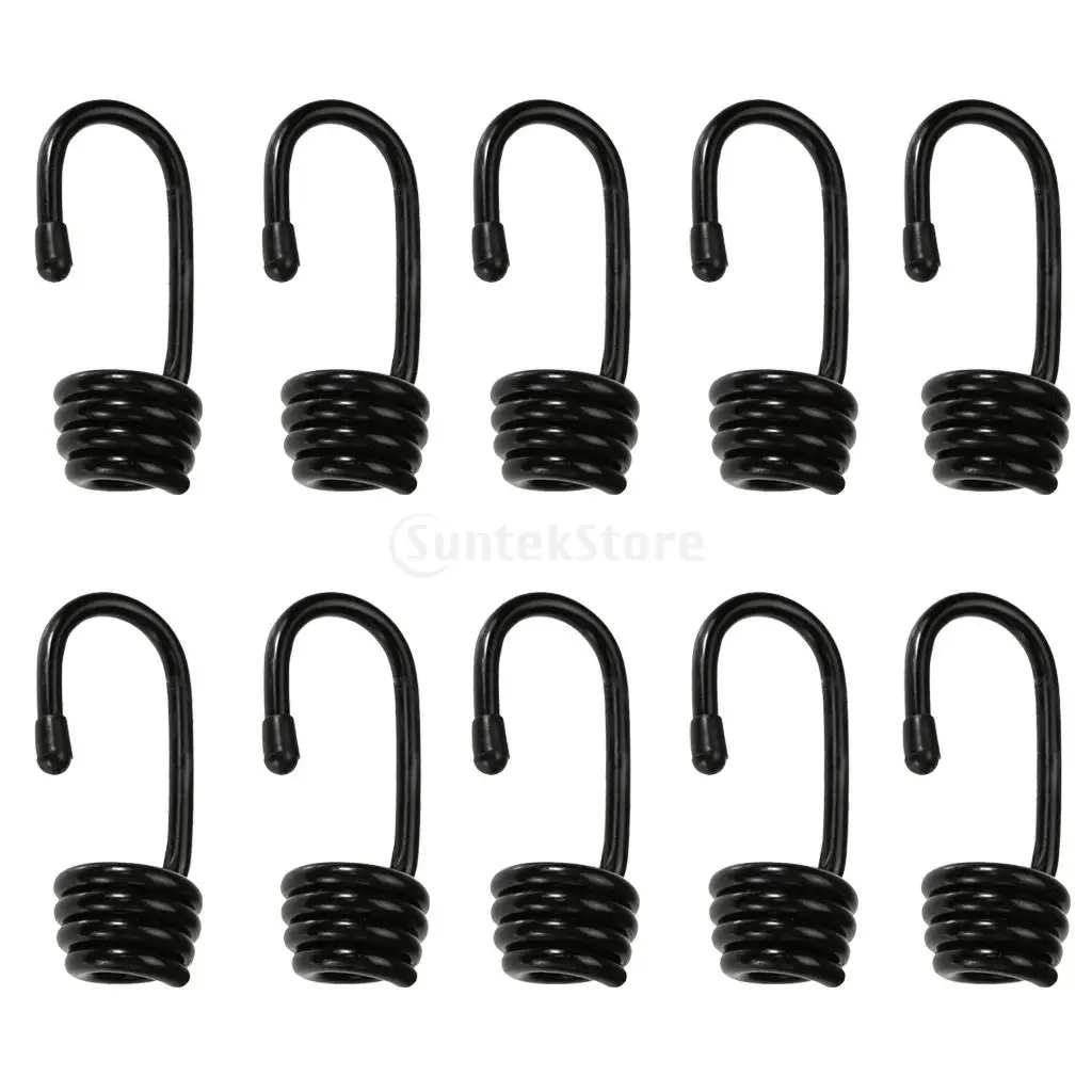 10pcs Durable Plastic Coated Steel Wire Hooks for 8mm Shock Cord Bungee