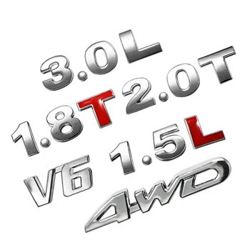 

25mm 3D Car Metal Chrome 4WD Sports Displacement Emblem Badge Sticker 2.0 T 3.0 T Turbo Engine Rear Trunk Decals Auto Styling