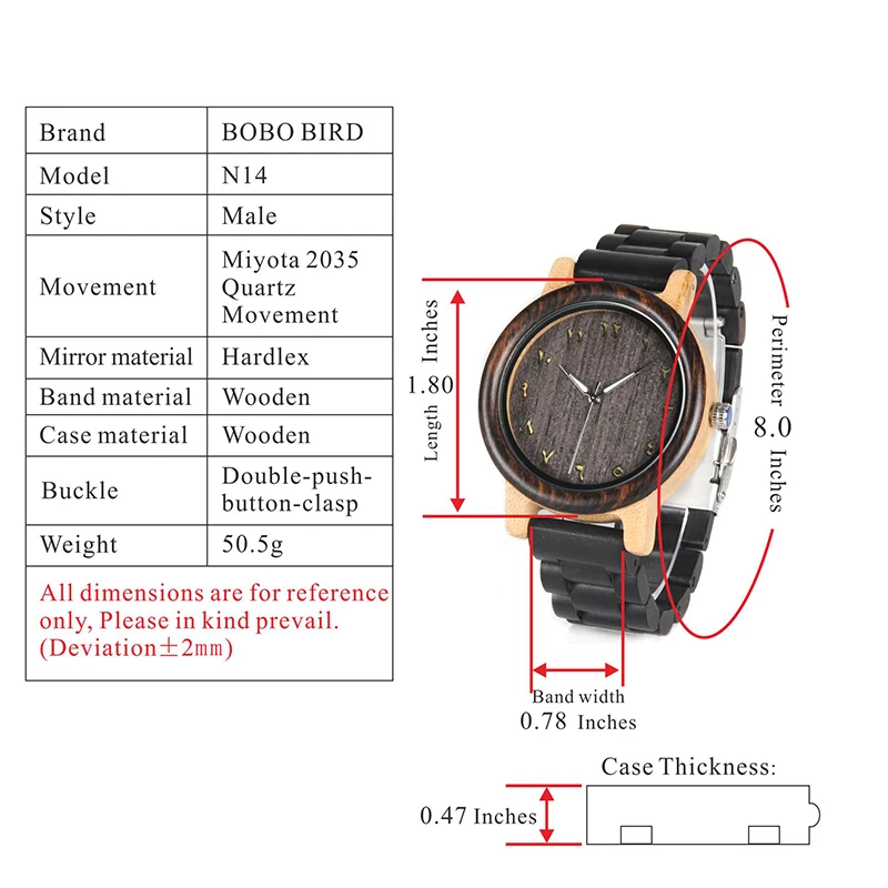 BOBO BIRD WN14N15 деревянные часы Wenge часы с Восточно-арабскими персидскими фарси цифрами Циферблат циферблат часы с черным ремешком часы для влюбленных