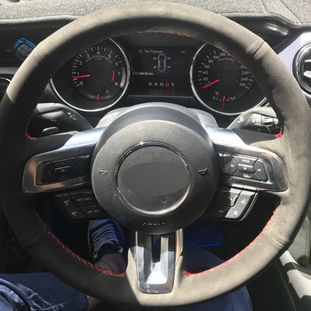 

Puou Black Suede DIY Hand-stitched Car Steering Wheel Cover for Ford Mustang Ford Mustang GT Ford GT GT Free shipping