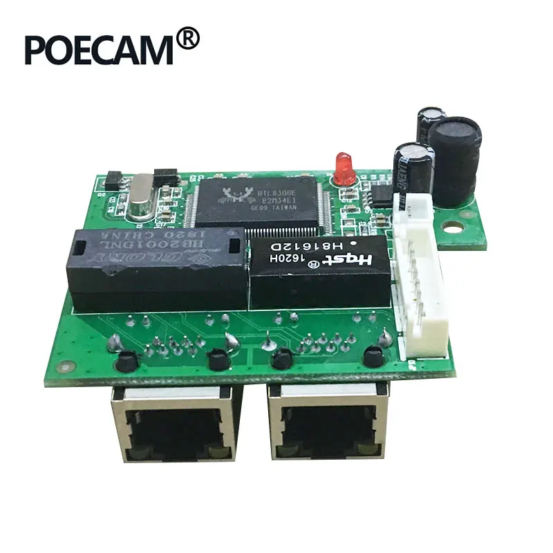OEM/ODM 3 порта s Ethernet сеть 2 шт. 10/100 Мбит/с RJ45 порт 1 * 8pin головной PCBA плата двухслойная