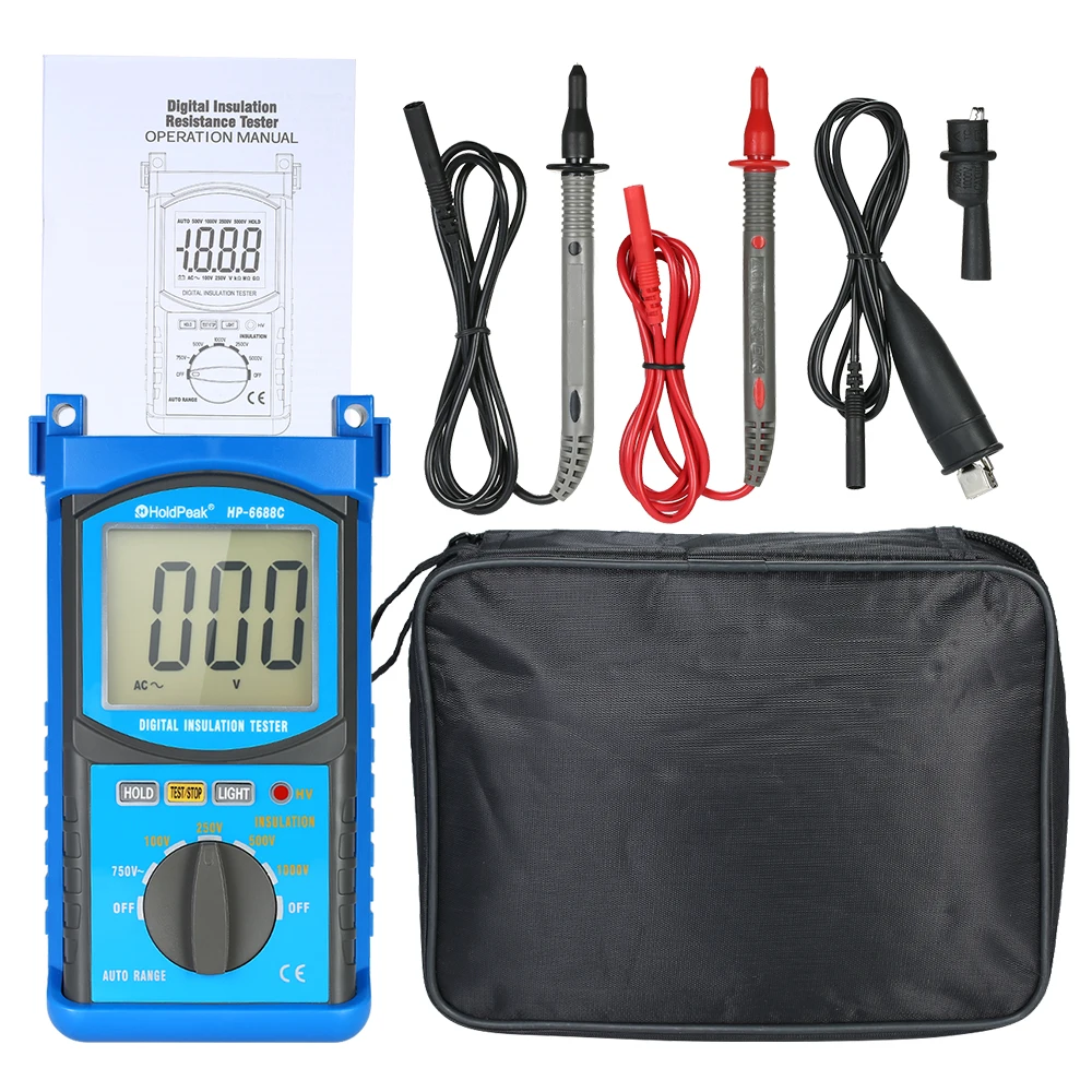 

Auto-range LCD Digital Insulation Resistance Tester Megohm Meter Megger Megohmmeter DC100V/250V/500V/1000V Voltmeter