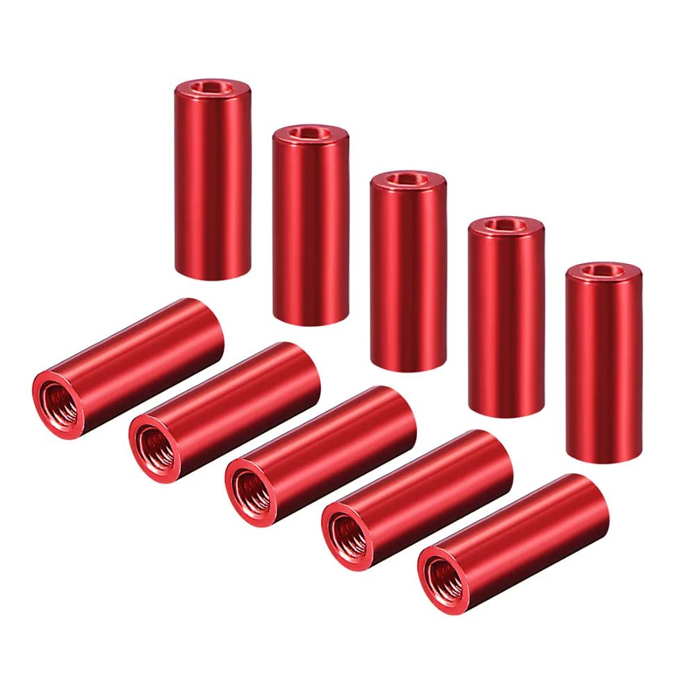 

Uxcell 10PCS M3x5/6/8/10/15/20/25mm Round Aluminum Column M3 Two Side Female Thread Standoffs PCB Spacers Screw Black Red