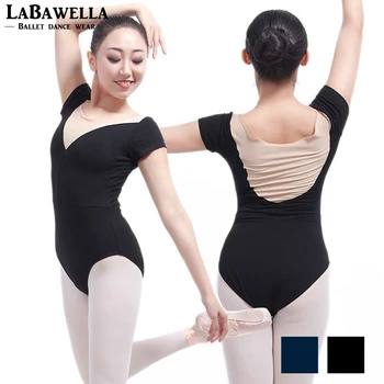 

Adult V-front Ballet Leotard For Wmen Girls Black beige Cotton Dance Practicing Gymnastics Clothes Loetards CS0326