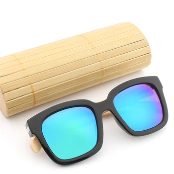 

2020 Nature Bamboo Oversize Sunglasses For Women and Men Mirrored Lens Leopard Square Shades UV400