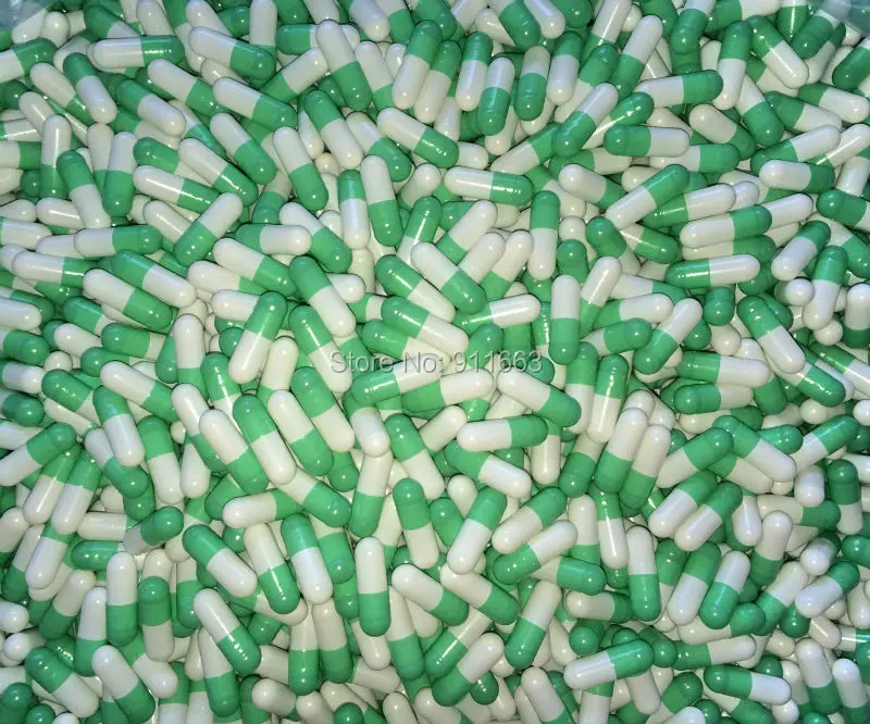 

0# 1,000pcs !Light Green-White Colored Vegetable Capsule,HPMC Vegetarian Empty Capsules(closed or seperated capsule available!)