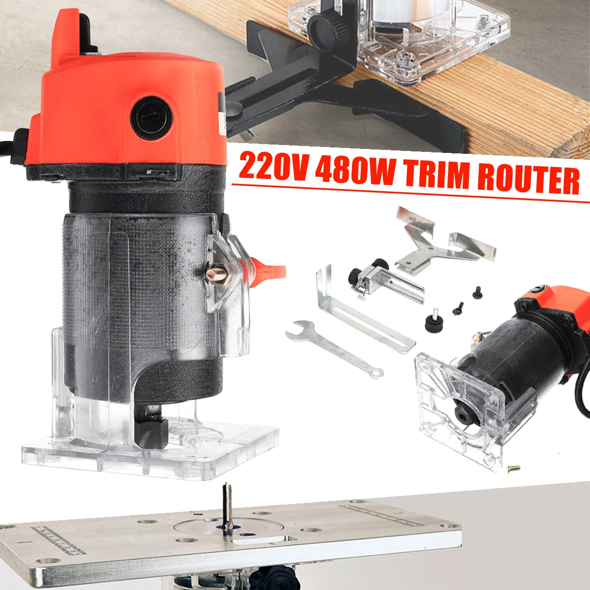 220V 480W 6mm 30000RPM Trim Router Wood Router Woodworking Edge Banding