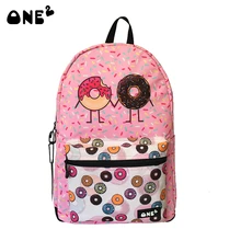 One2 lindo mochila para las adolescentes con donut diseño impresión mochila femenina mochila escolar mochila mujeres mochila de alimentos