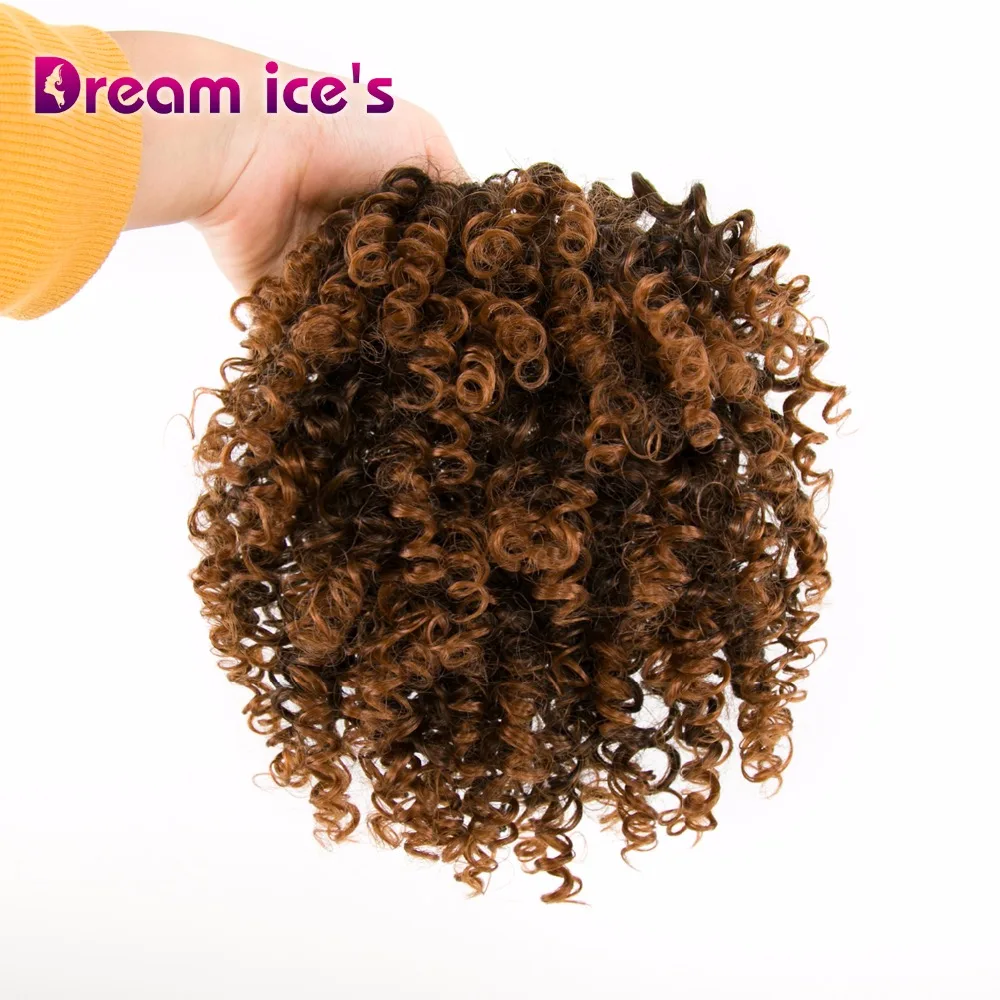 Dream ice's synthetic fake kinky curly drawstring ponytail wig hair extension high puff hair bun chignon hair piece