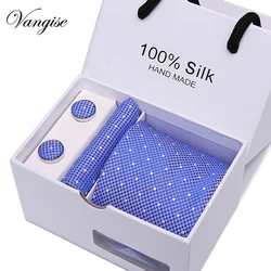 Extra Largo Tamaño 145 * 8 Cm Hombres Del Diseñador Corbatas Formales Azul Paisley Corbata Pañuelo Mancuernas Conjuntos en Caja de Regalo Extra Largo Tamaño 145 * 8 Cm Hombres Del Diseñador Corbatas Formales Azul Paisley Corbata Pañuelo Mancuernas Conjuntos en Caja de Regalo