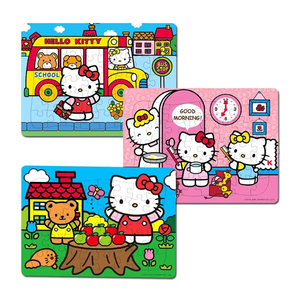 Hello Kitty 40 шт пазл для детей 4 8 Обучающие Развивающие Пазлы игрушки рождественские