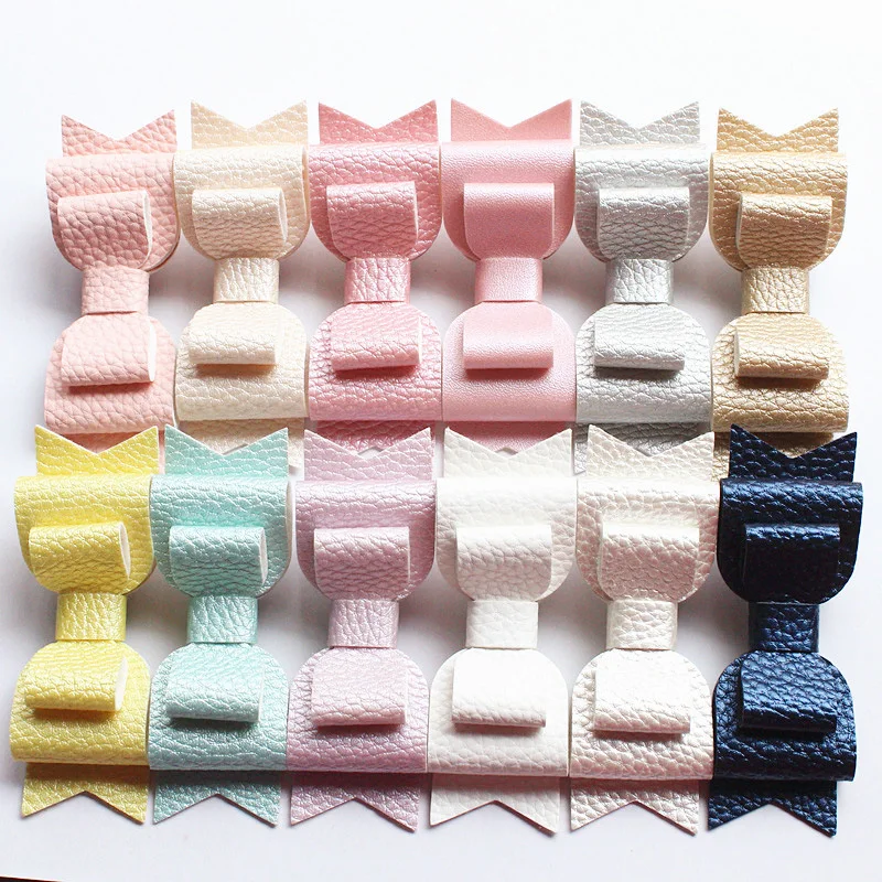 

12pieces/set PU Leather Girls Hair Bows Clips 3 layer Litchi Kids Hairpins Hairgrips Barrettes Party Hair Accessories