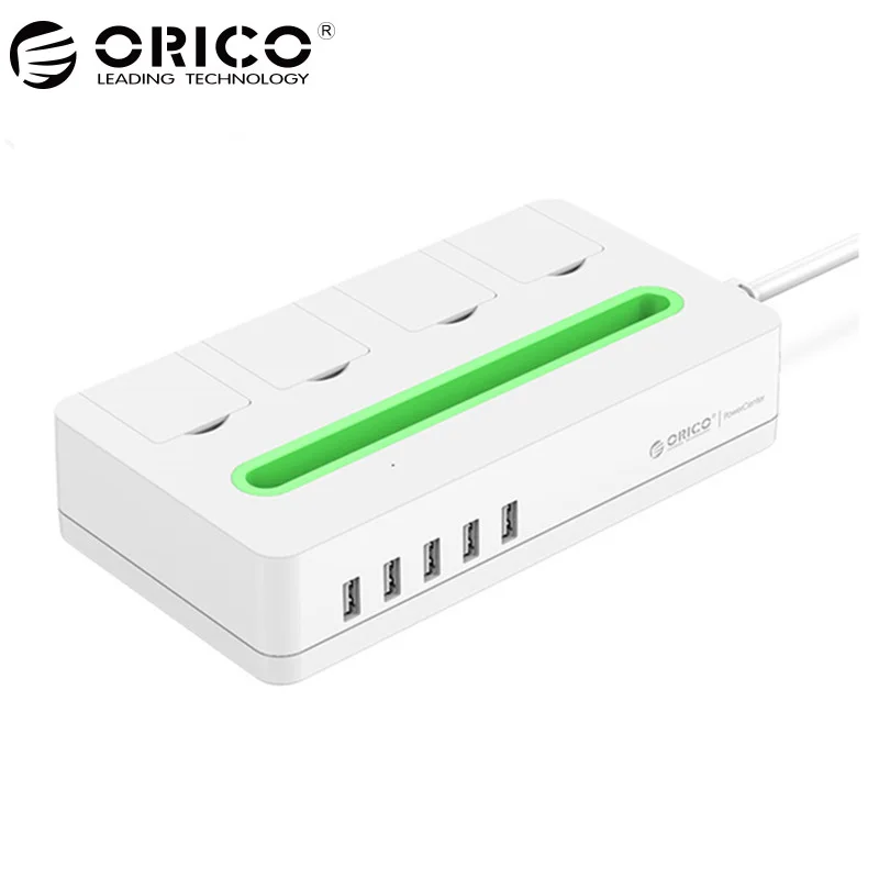 

Orico Power Strip Socket With 5 USB Port Home Office Electronics US Plug Surge Protector With Phone holder