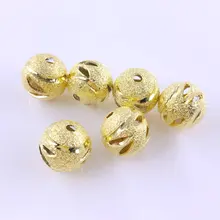 10MM round hollow sand fringed beads gold 100PCS DIY necklace bracelet earrings beads