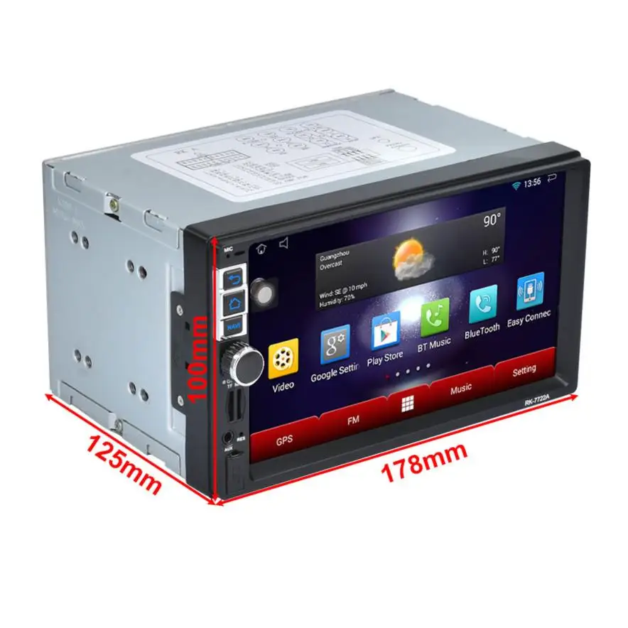 Excellent 7 2Din Stereo Car Android MP5 Player Bluetooth Touch Radio AM/FM/RDS/GPS/USB/SD OSD Language: English Russian  French German 2