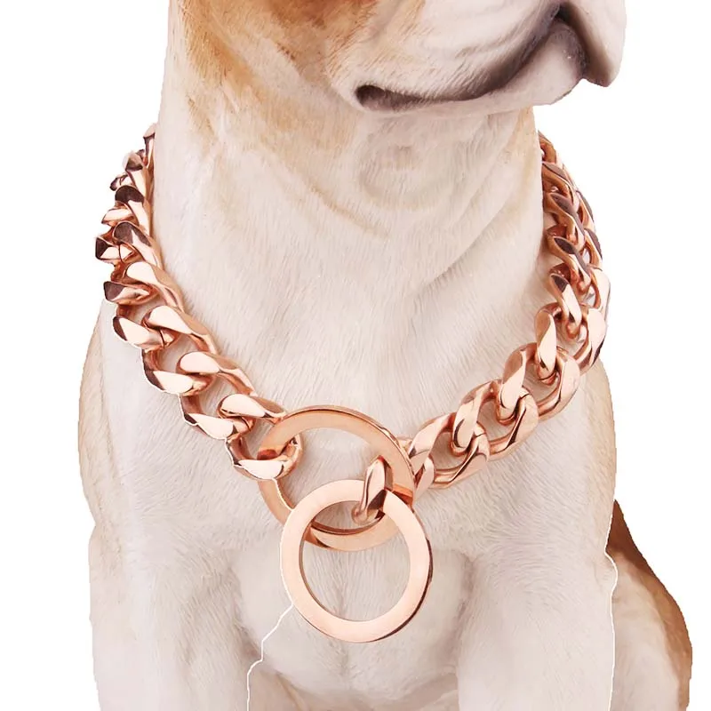 12mm Width Gold Dog Choke Collar Luxury Wedding Pet Necklace Pug