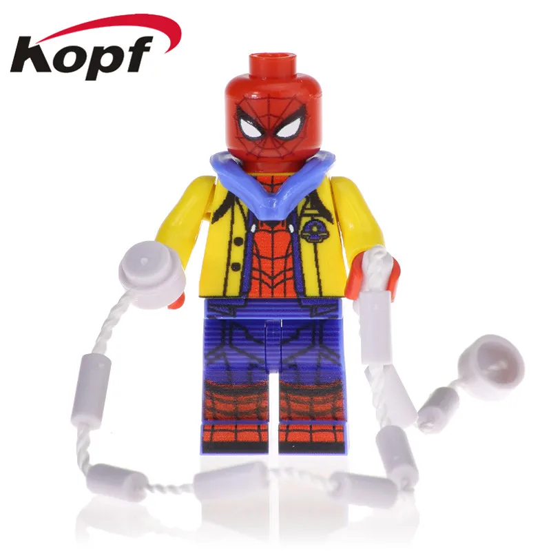 

Single Sale Super Heroes Spider Man Figure Captain Soviet America Joker Harley Quinn Hawke Building Blocks For Kids Toys PG1541