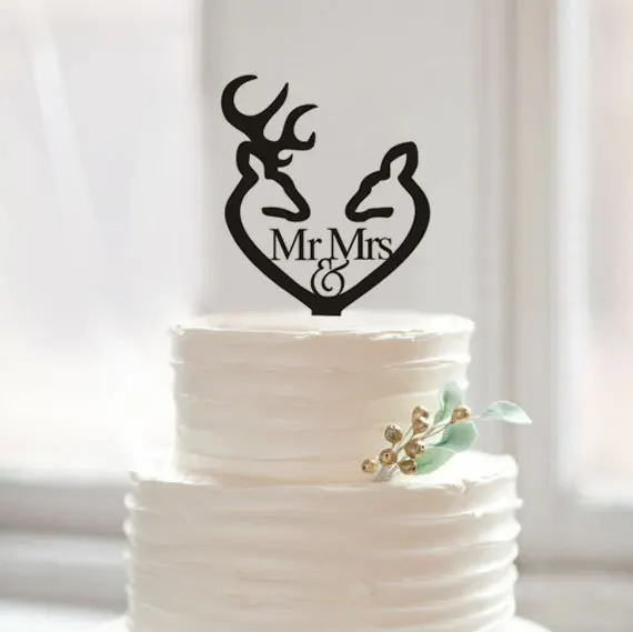 Black Glitter Wedding Cake Toppers