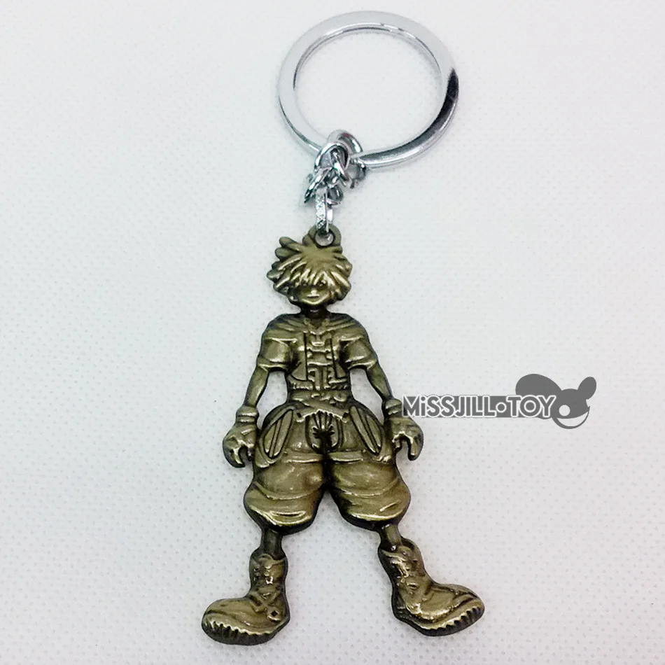 Kingdom Hearts 2 Sora Figure Sign Keychain Key Ring Pendant Bronze Color
