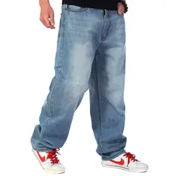 Для мужчин s расклешенные джинсы с кроем для женщин свободные джинсы в стиле хип-хоп Для мужчин Винтаж прямые джинсовые брюки мужские