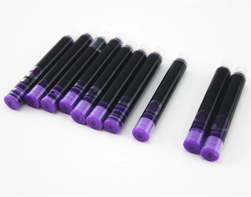 Цена 30 шт одноразовая фиолетовая перьевая ручка чернильный картридж заправка длина перьевая ручка чернильный картридж заправка