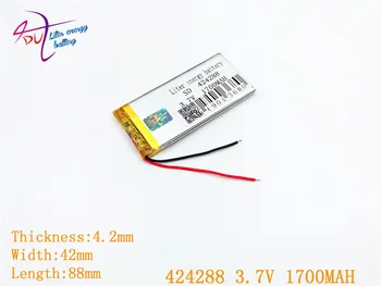 

424288 3.7V 1700MAH 404090 Lithium Polymer Li-Po li ion Rechargeable Battery cells For Mp3 MP4 MP5 GPS mobile bluetooth