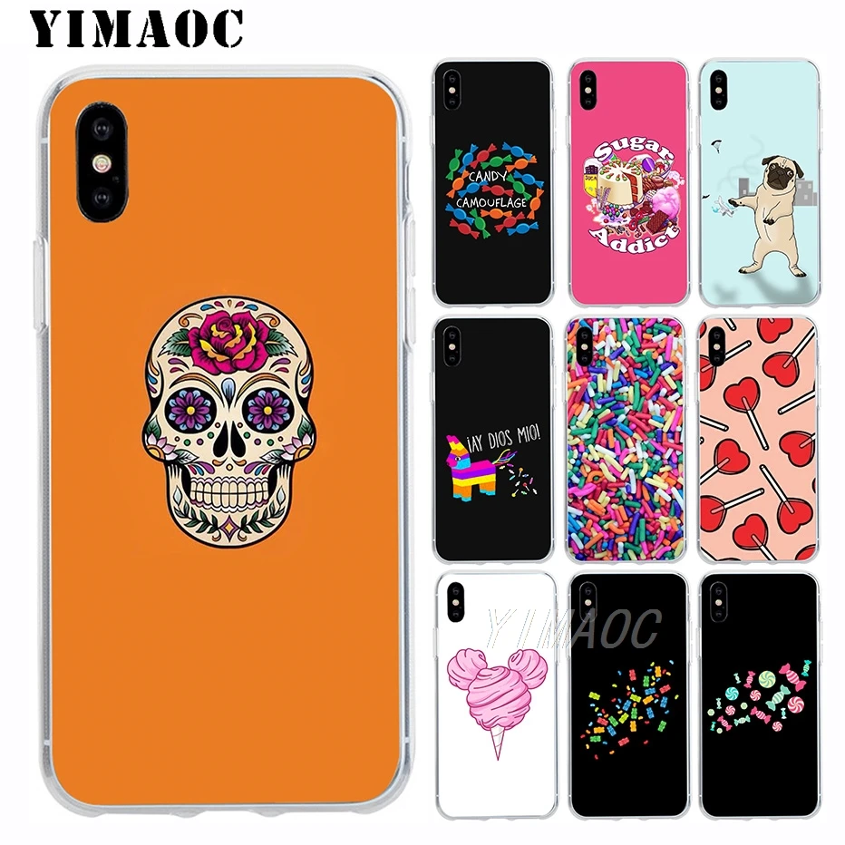 YIMAOC Pastel Sugar Crush Soft Silicone Case for Apple Iphone 11 Pro Xr Xs Max X 10 8 Plus 7 6S 6 SE 5S 5 7Plus 8Plus |