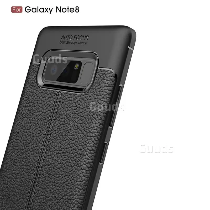 Luxury Auto Focus Litchi Texture Silicone TPU Back Cover for Samsung Galaxy Note 8 - Black