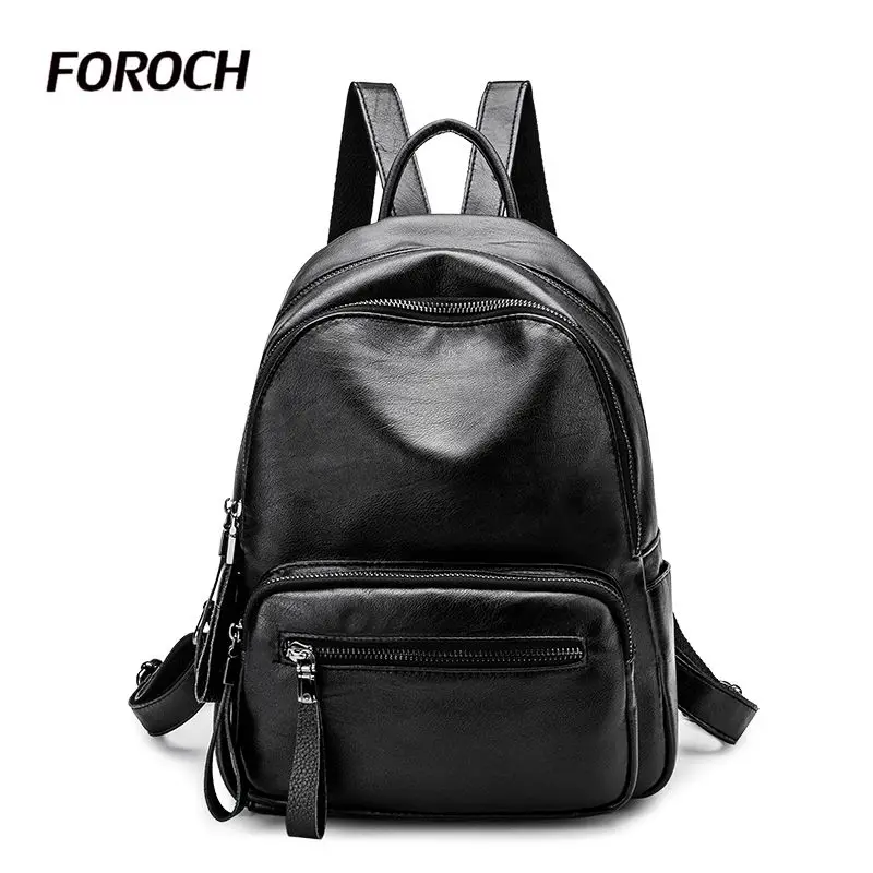 

FOROCH Women Backpacks Women Genuine Leather Backpacks Female School Shoulder bags Teenage girls college student casual bag 177