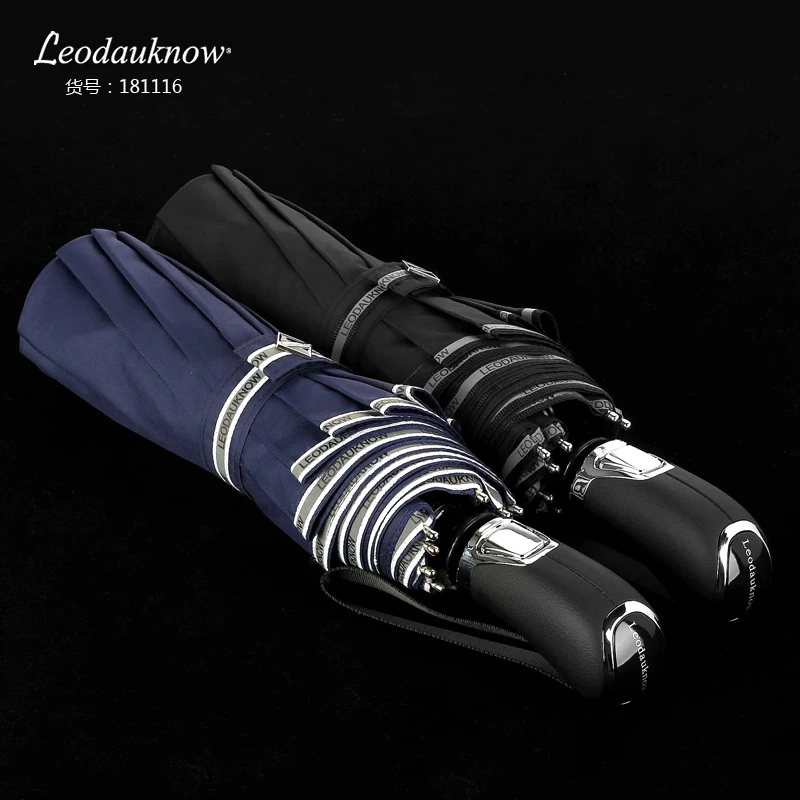 Leodauknow прочный Ветрозащитный Автоматический зонт 10 ребер светоотражающие