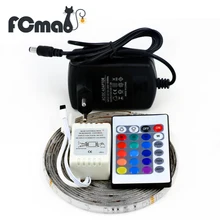 3528 RGB СВЕТОДИОДНЫЕ Ленты 300 Светодиодов/5 М SMD + 24Key ИК-Пульт Дистанционного контроллер + 12 В 2A Адаптер Питания Гибкая Светодиодная Бесплатная доставка