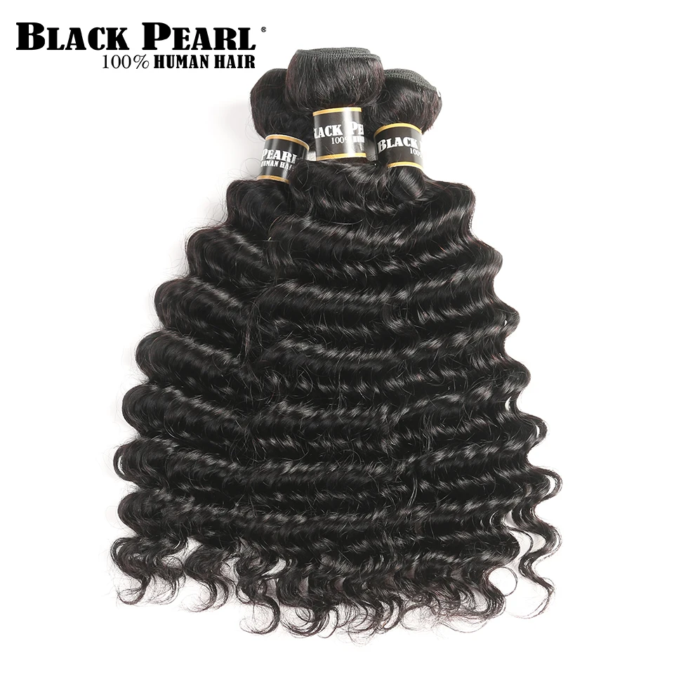 Black Pearl Deep Wave Brazilian Hair 3 Bundles Hair Weave Brazilian Human Hair Exensions Pre-Colored Non-remy Hair Black Pearl Deep Wave Brazilian Hair 3 Bundles Hair Weave Brazilian Human Hair Exensions Pre-Colored Non-remy Hair