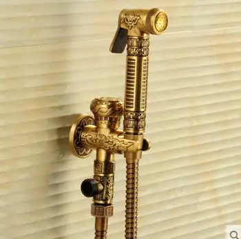 

Free shipping classic bidet sprayer bathroom toilet spray brass construction bathroom tap faucet antique finish bidet mixer 1004