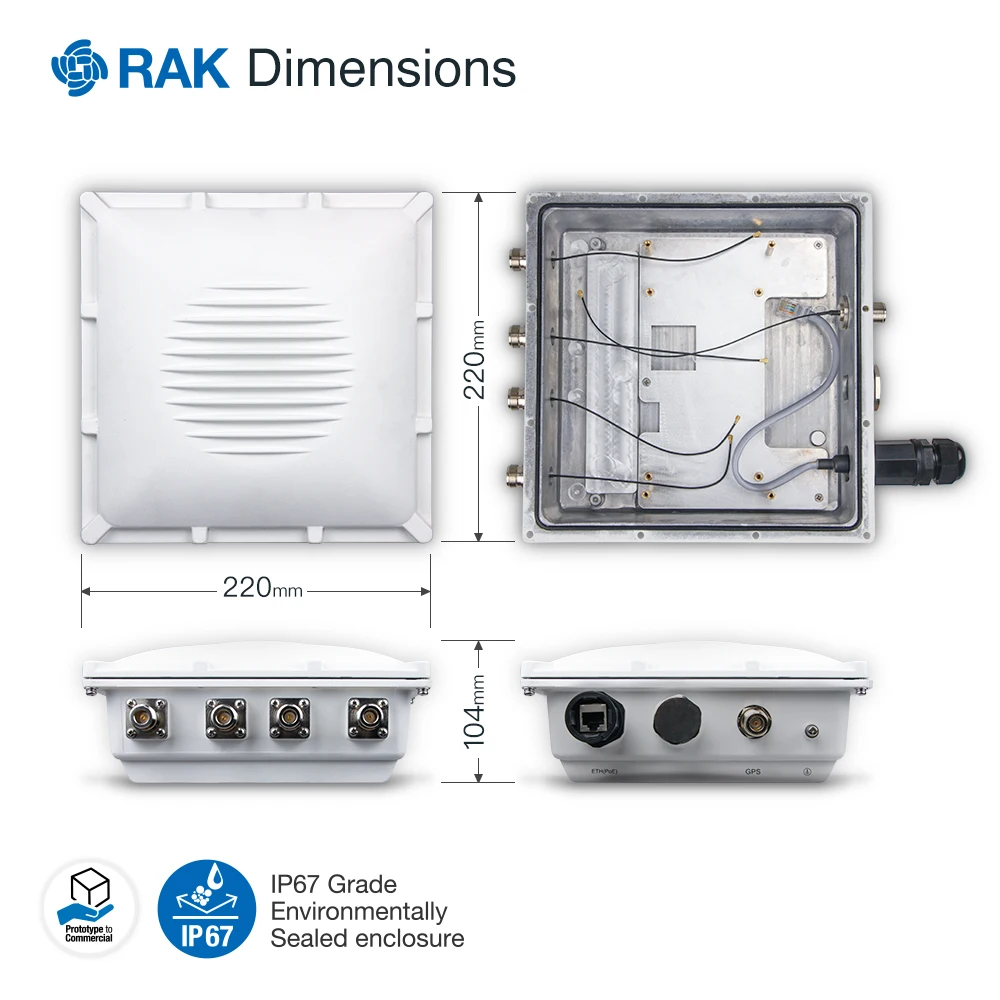 Наружный шлюз поддержка корпуса RAK7249 DIY шлюз RAK831 плата концентратора LoRa аксессуары IP67 литой алюминий Q007