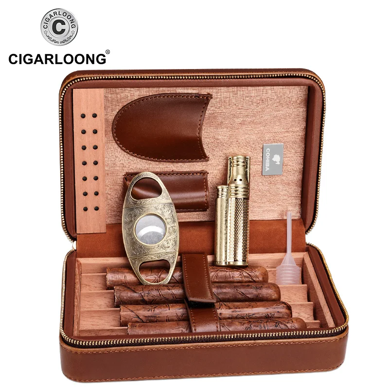 

CIGARLOONG Eggplant Cigar Moisturizing Box Alcohol Cork Snow Moisturizing Box Large Capacity Cigar Box Set Cigarette Box