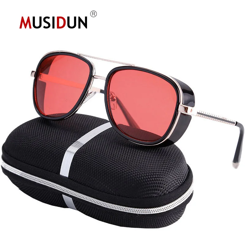 

Tony Stark Iron Sunglasses Man Brand Cat's eye Punk Sun Glasses Vintage amjune Iron male 3 Matsuda Sunglasses Steampunk Q109