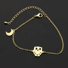 Wholesale 10piece Pretty Owl& Moon Bracelet For Women Sister Gifts Jewelry Gold Charm Adjustable Hand Chain Pulseira Feminina