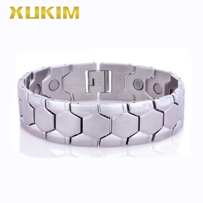 

XMB109 Xukim Jewelry titanium Steel Health Magnet Bracelets slive gold Power Element Magnets Men Bracelet new hot women bangle