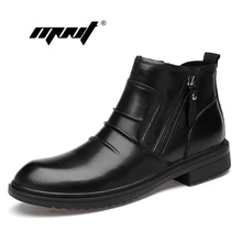 Natural Cow Leather Men Boots High Quality Lace-Up Shoes Men Warm Plush Fur Ankle Snow Boots Handmade Autumn And Winter Shoes super warm men boots two style high quality autumn and winter shoes handmade retro men shoes genuine leather snow boots shoes