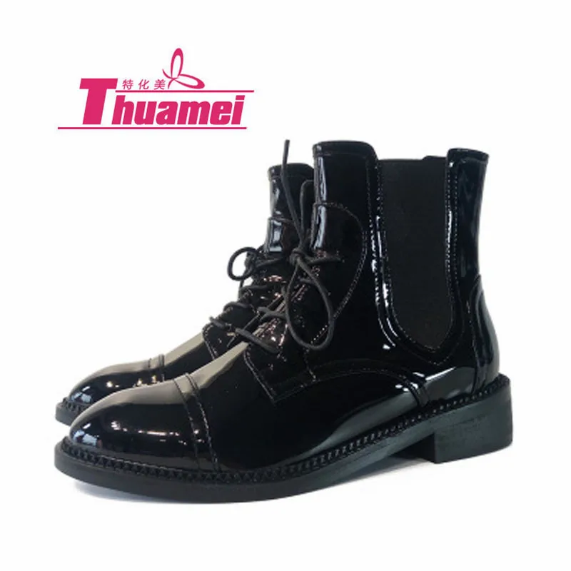 

Platform Low Heels Pink Motorcycle Women's Fashion Ankle Autumn Women Boots Shoes Woman Botas #Y0798564Q