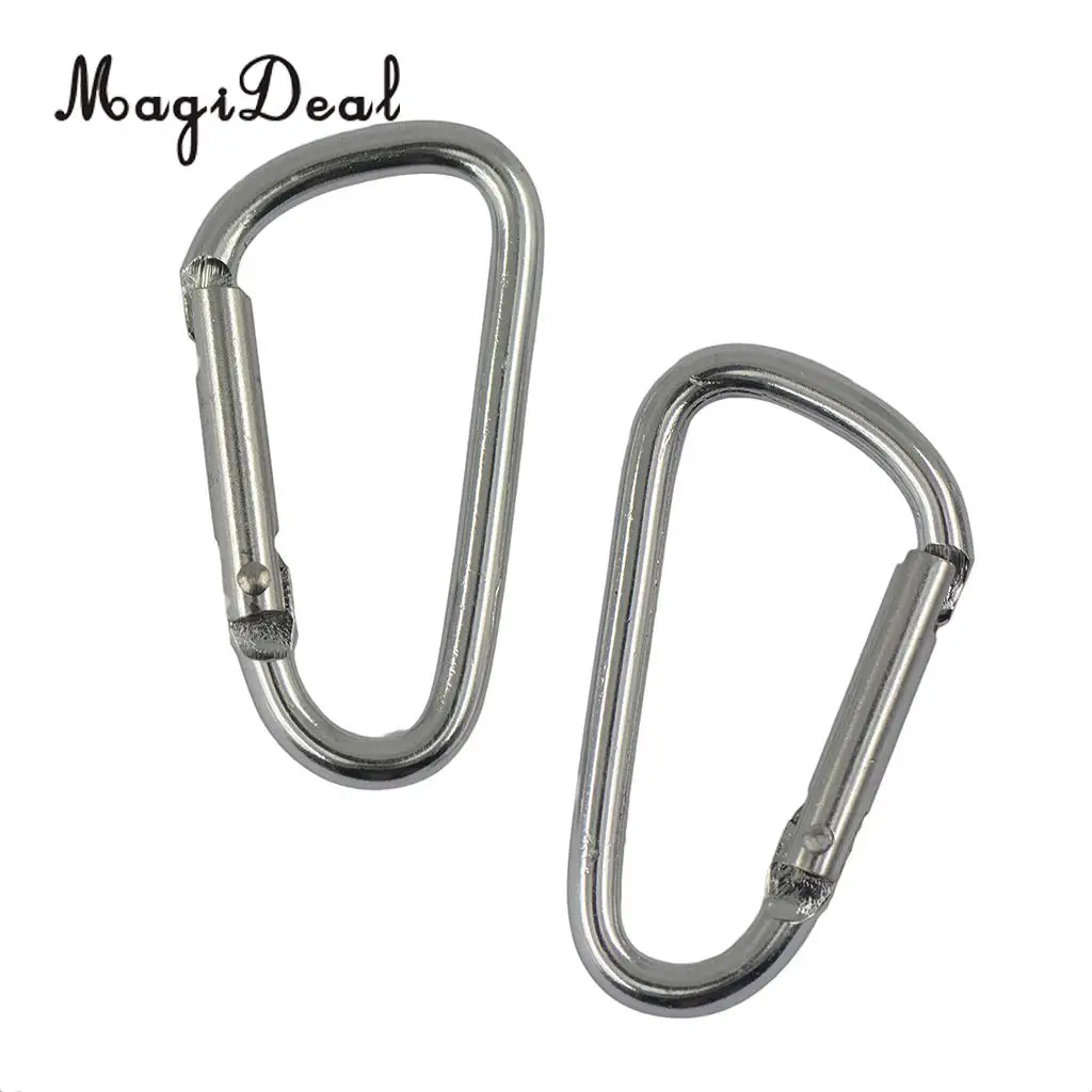 MagiDeal 20pcs Climbing Camping D Shape Hiking Carabiner Buckle Snap Spring Clip Hook Keychain Silver for Rock Climbing Access