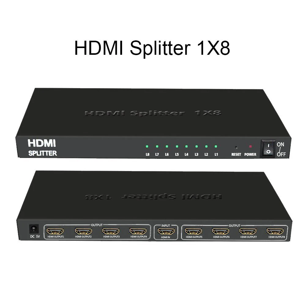 1x8 HDMI сплиттер аудио видео дистрибьютор Усилитель Поддержка Full HD 3D и 1080P/60 Гц LPCM Dolby