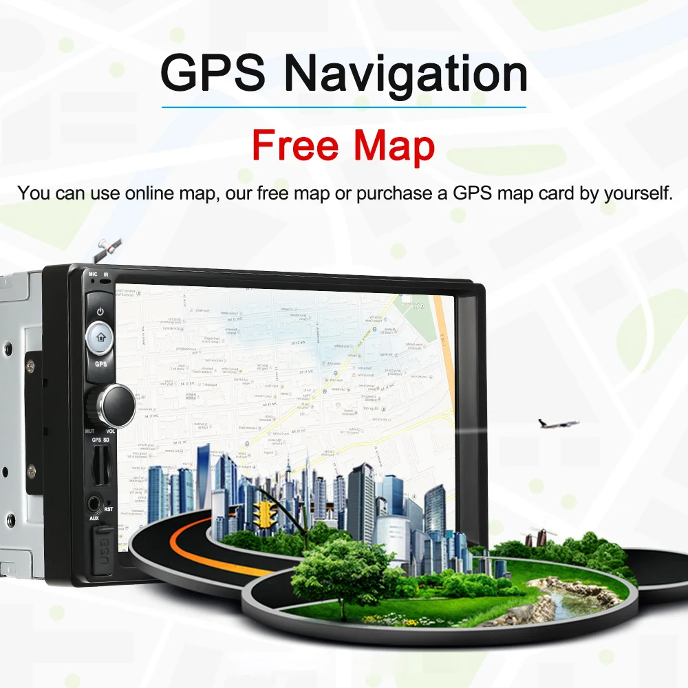 

Universal 7'' Smart Android 7.1 2 Din BT Car Stereo Radio Player GPS Navigator Multimedia Entertainment RDS Rearview Camera