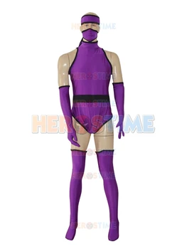 

New Style Custom Purple Ninja Superhero Costume Halloween Cosplay Mens Spandex Ninja Costume Free Shipping