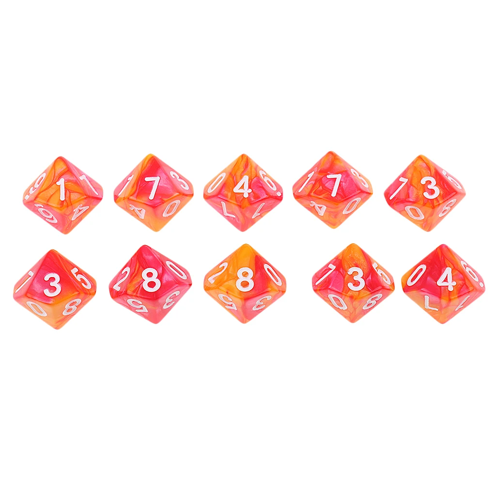 10pcs 10 Sided D10 Polyhedral Dice Double Color for DND RPG MTG Dungeons and Dragons Table Board Game Accessories