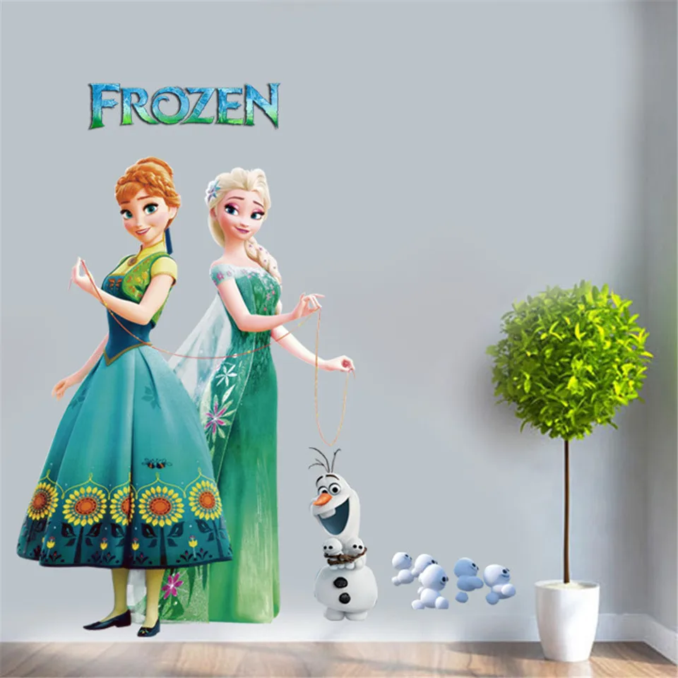 

Princess Elsa Wall Stickers For Kids Girls Room Queen Snow Anna Decor Decals Self Adhesive Olaf Posters muraux reine des neiges