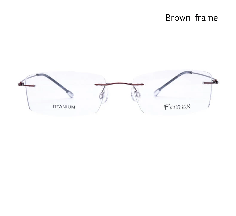 DAVE, титановые очки без оправы для близорукости, квадратные очки с памятью, оптическая оправа для очков, очки для мужчин и женщин, фирменный дизайн - Цвет оправы: Коричневый
