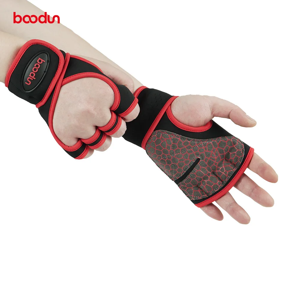 Boodun Half Finger Gym Gloves Weight Lifting Training Gloves Anti-Slip Fitness Sport Body Building Grips Gym Hand Palm Protector